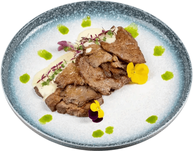 Медальоны с вёшенками и соусом фондю
